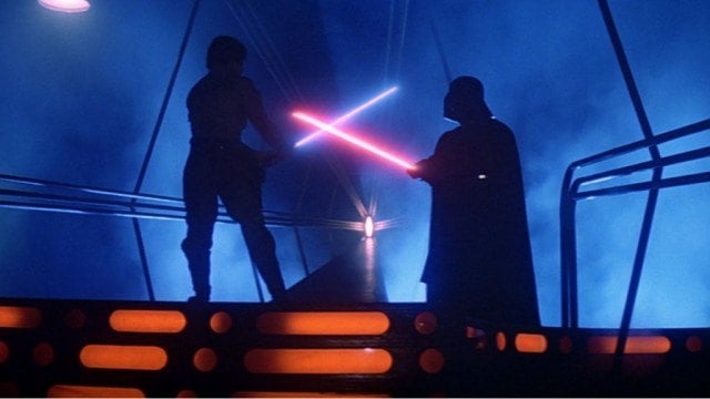 Luke and Darth Vader battle in Star Wars: The Empire Strikes Back