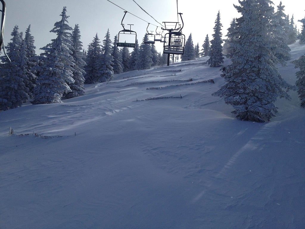 Ski lifts and snow-covered slopes in Santa Fe, New Mexico