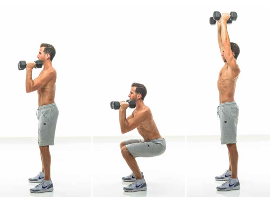 squat into shoulder press