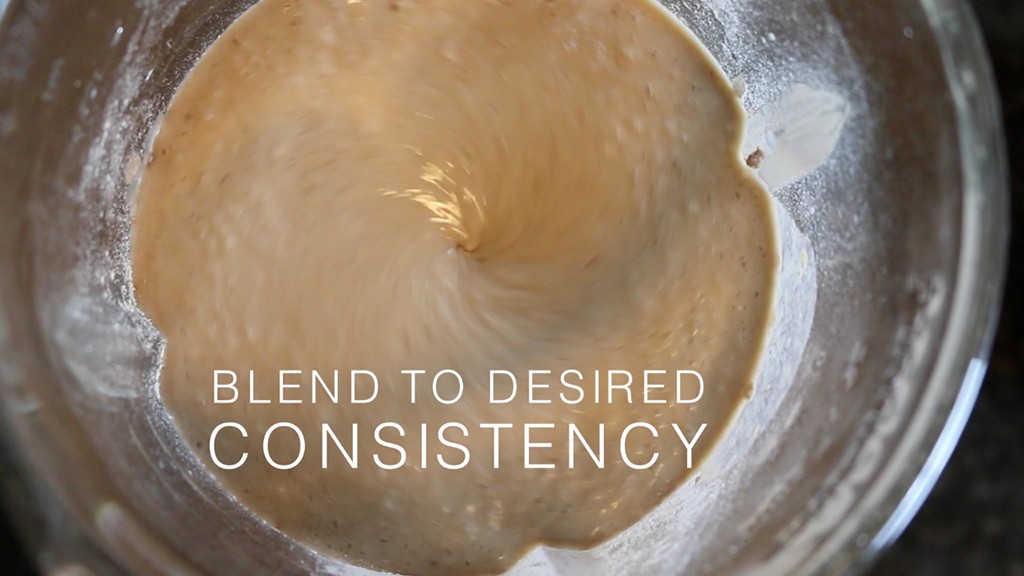blending a peanut butter and banana protein shake