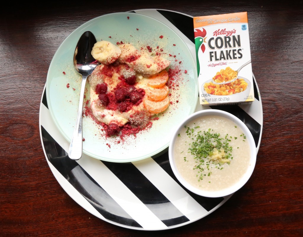 CORN FLAKES sweet and salty corn powder, yogurt, and winterberries 2