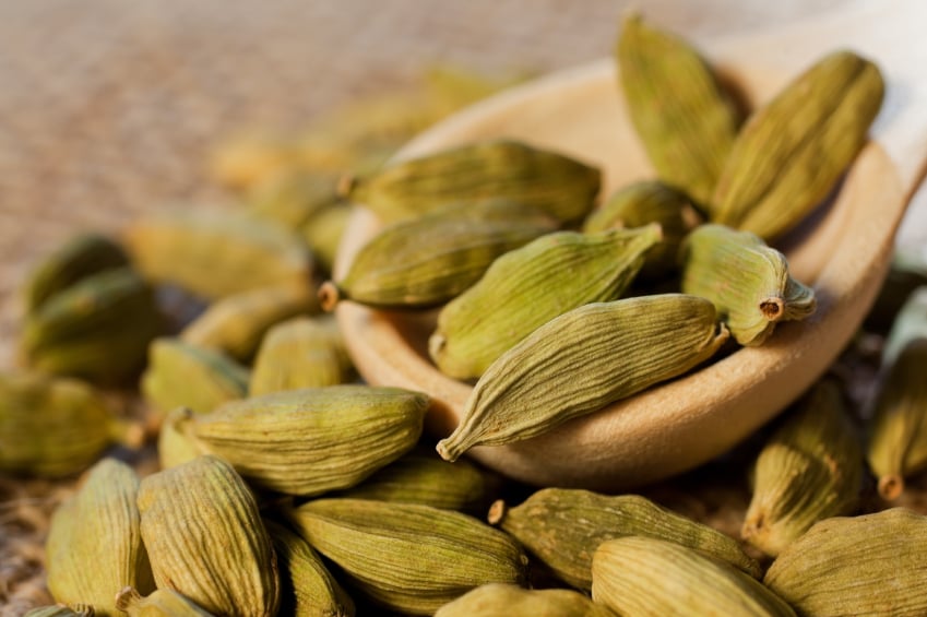 Close up of Cardamom spice in a small bowl