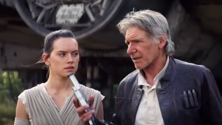 Daisy Ridley and Harrison Ford in Star Wars: The Force Awakens