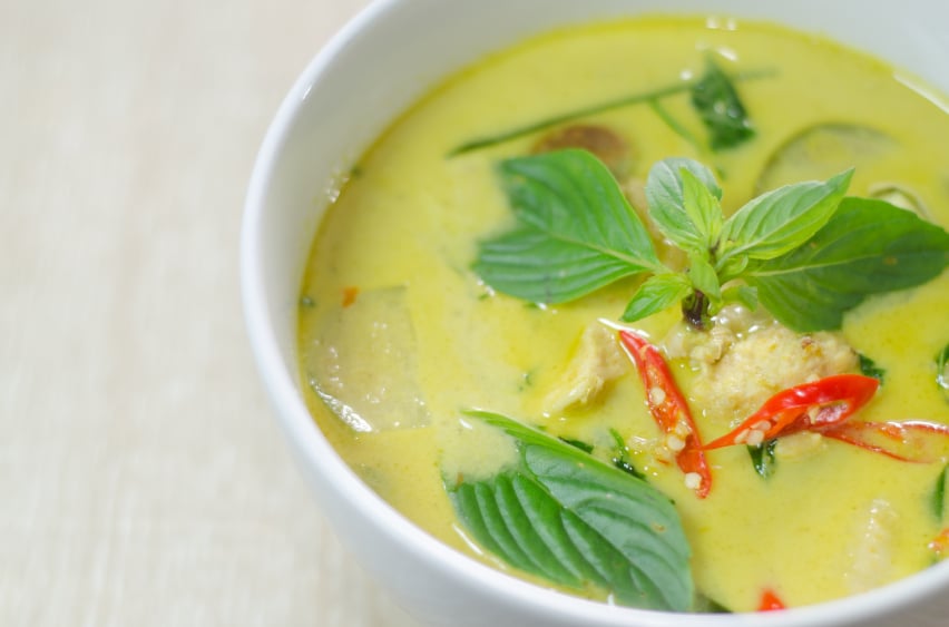 Green chicken curry with basil and chiles