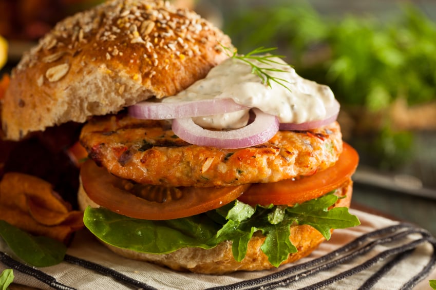 Organic Salmon Burger with vegetables