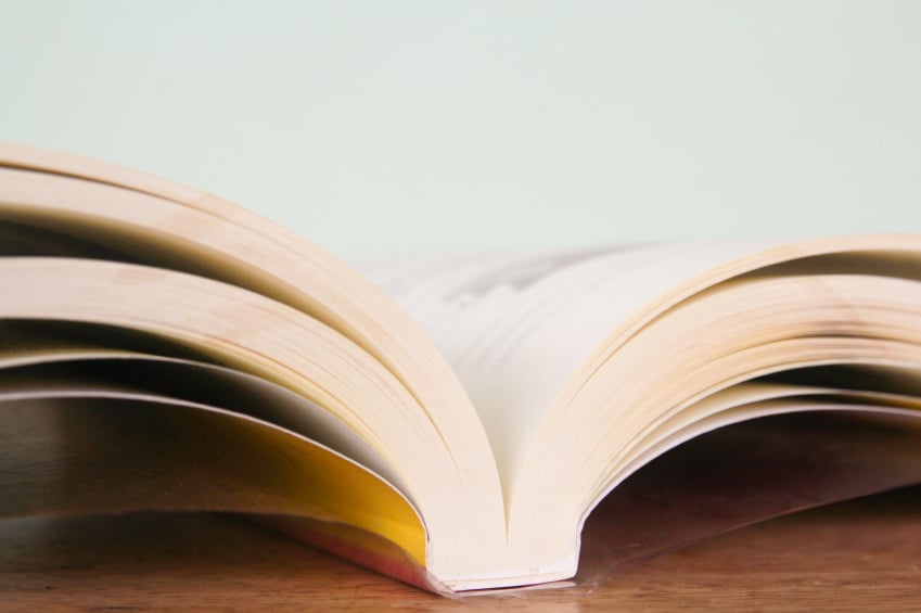 close up of an open book