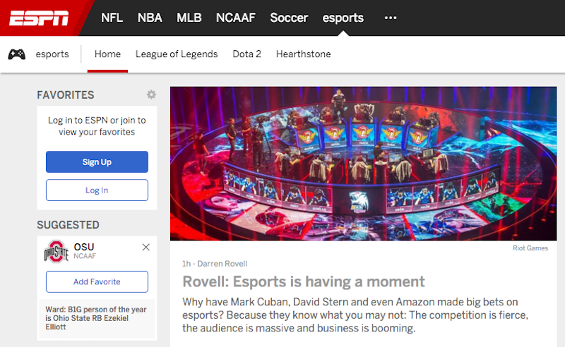 ESPN eSports vertical
