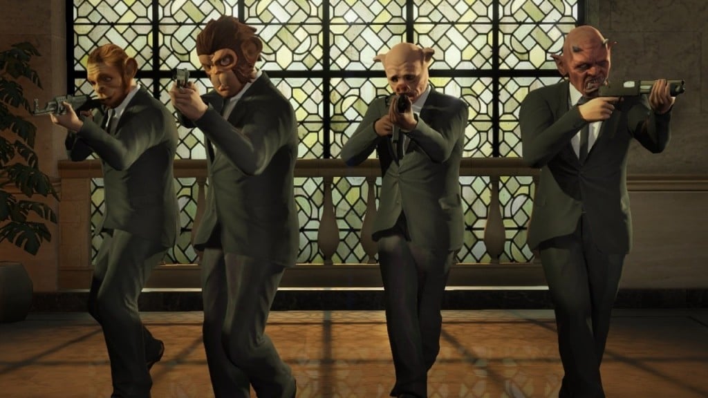 Bank robbers wearing masks