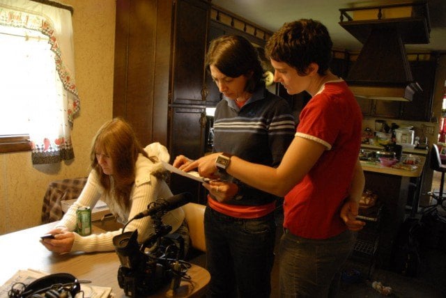 Laura Ricciardi and Moira Demos on the set of 'Making a Murderer'