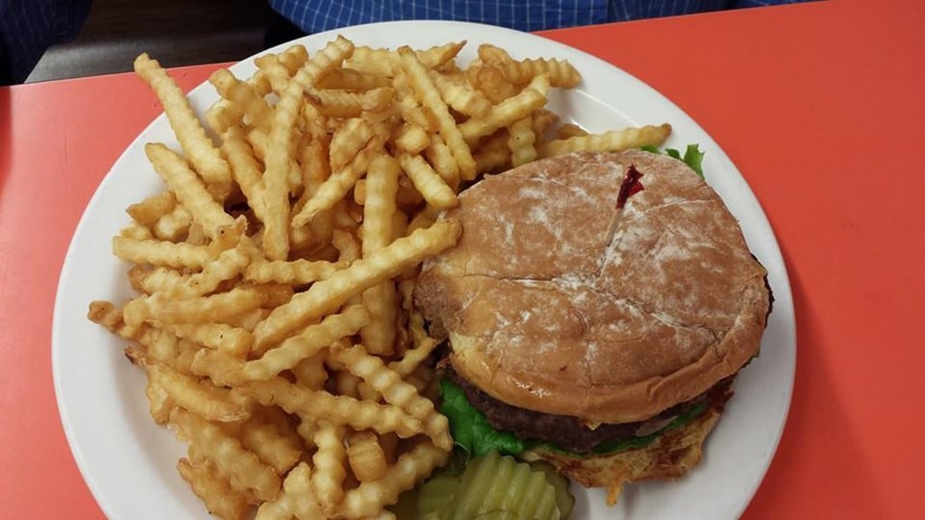 burger at the Village Coffee Shop in Boulder, Colorado