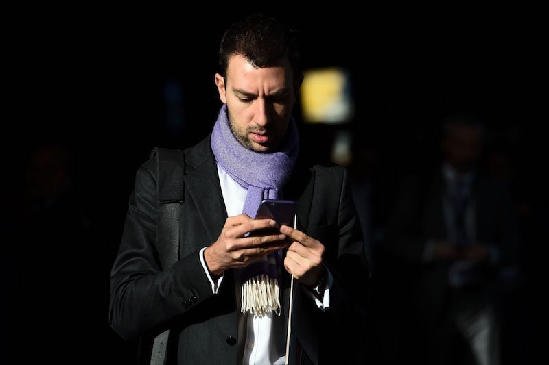 Man using smartphone
