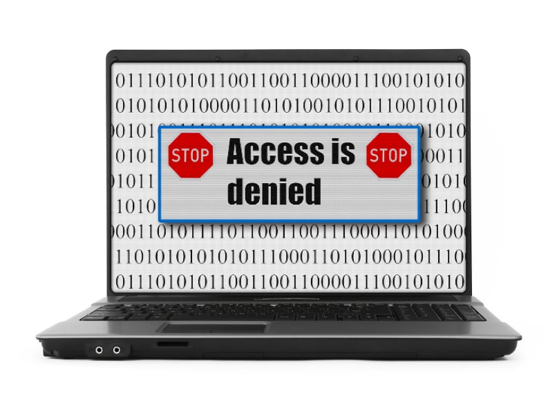 Access is denied displaying on a laptop