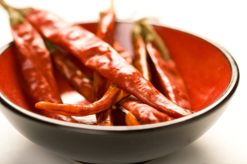 small bowl filled with dried chiles de arbol