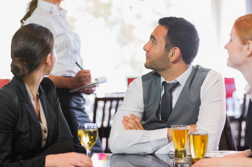 A server discusses menu options