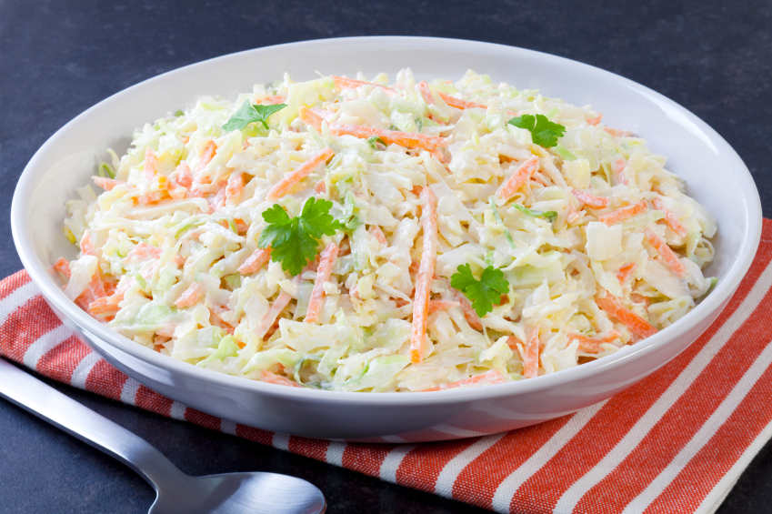 creamy cabbage and carrot coleslaw with parsley