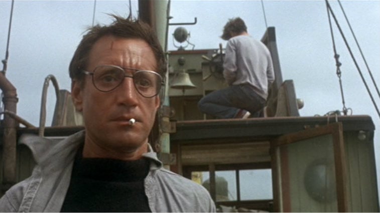 Roy Schneider with a cigarette hanging out of his mouth in Jaws