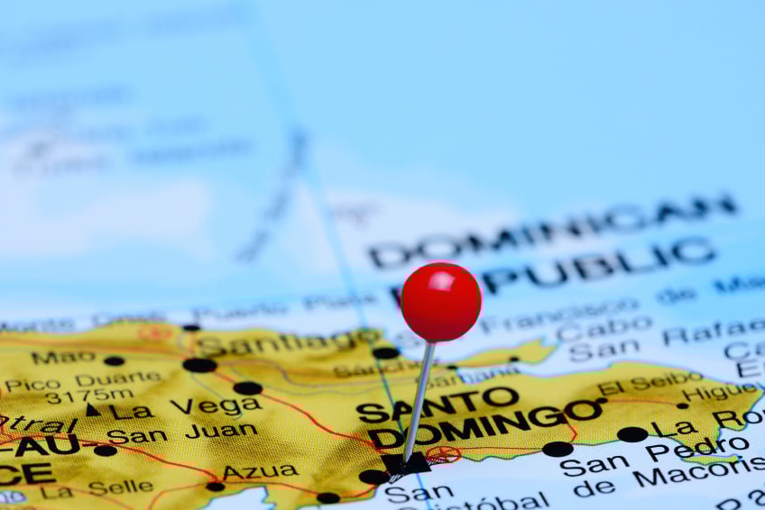 map pointing out Santo Domingo with a pin