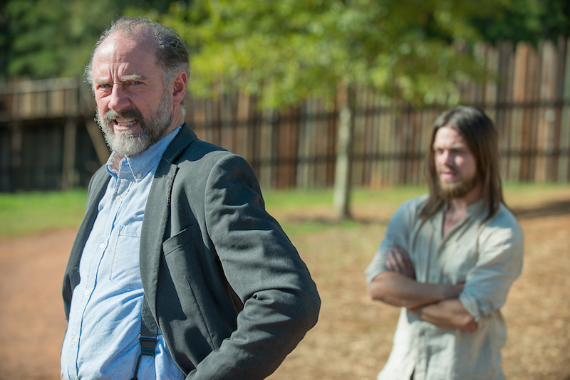 Tom Payne as Jesus and Xander Berkeley as Gregory - The Walking Dead _ Season 6, Episode 11 - Photo Credit: Gene Page/AMC