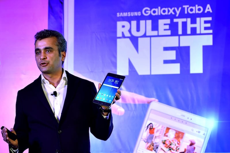 Samsung's VP of Marketing during a presentation
