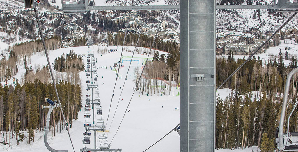 top view of ski lift at Beaver Creek Resort in Colorado