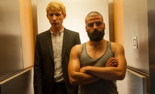 Domhnall Gleeson and Oscar Isaac in a scene from the sci-fi thriller 'Ex Machina'