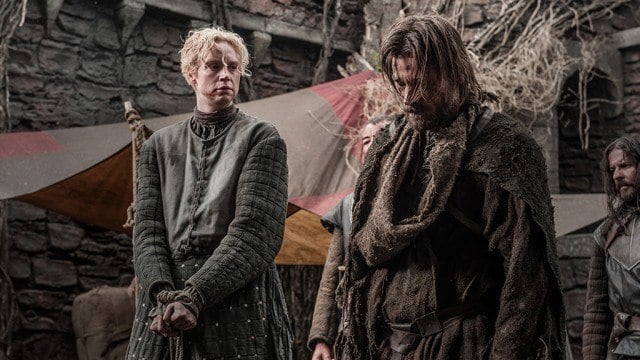 Brienne of Tarth (Gwendoline Christie) and Jaime Lannister (Nikolaj Coster-Waldau) in the 'Game of Thrones' episode "Kissed by Fire"