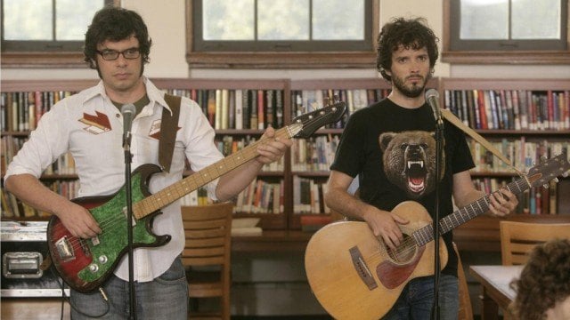Jemaine Clement and Bret McKenzie in a scene from HBO's irreverent comedy, 'Flight of the Conchords'