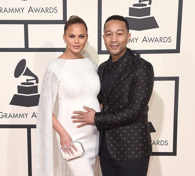 John Legend and Chrissy Teigen at the 2016 Grammy awards John Legend and Chrissy Teigen at the 2016 Grammy awards