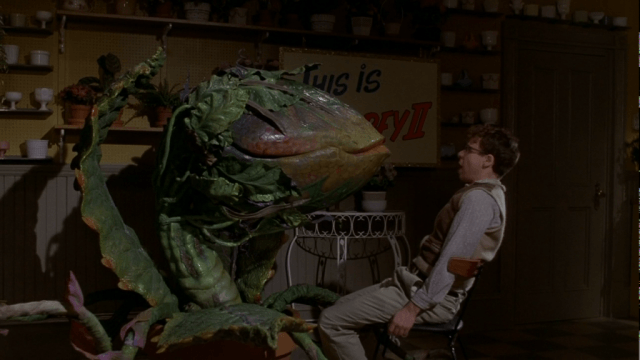 The friendly-but-frightening plant, Audrey in a scene from 'Little Shop of Horrors'