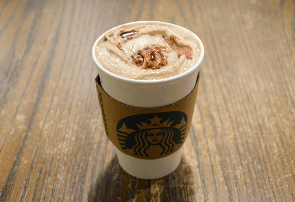 lid removed from a molten chocolate latte at starbucks
