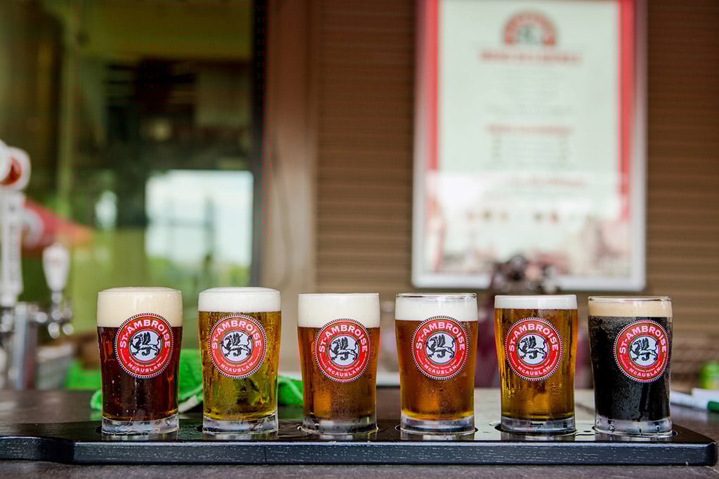 tasting portions of St. Ambroise beers