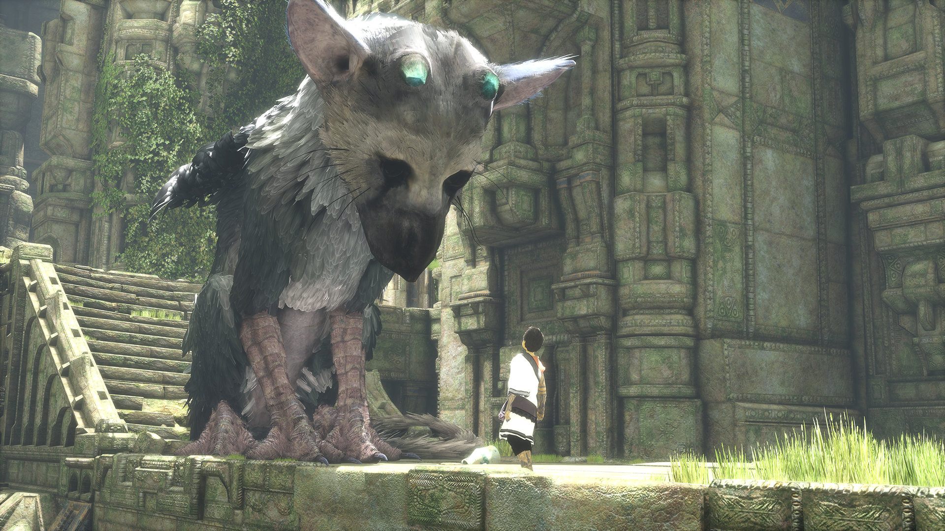 A boy and his bird dog in The Last Guardian.