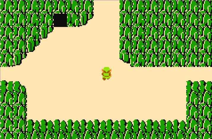 The first screen of The Legend of Zelda