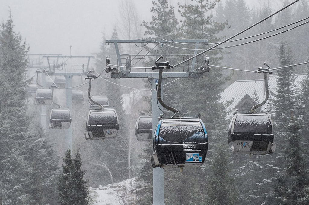 Whistler Blackcomb resort ski lift with snow