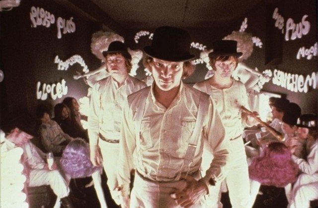 Malcolm McDowell stars as Alex DeLarge in Stanley Kubrick's classic dystopian film, 'A Clockwork Orange.'