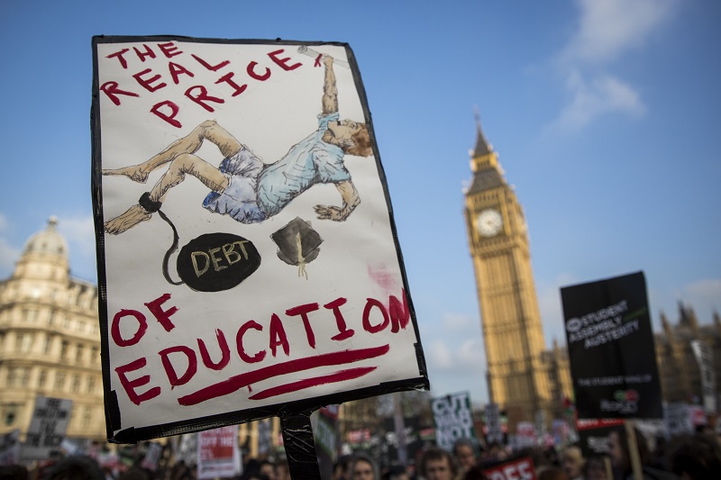Student debt protesters rally in London