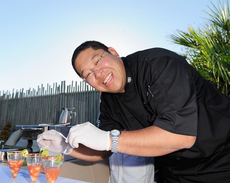 A chef happily at work