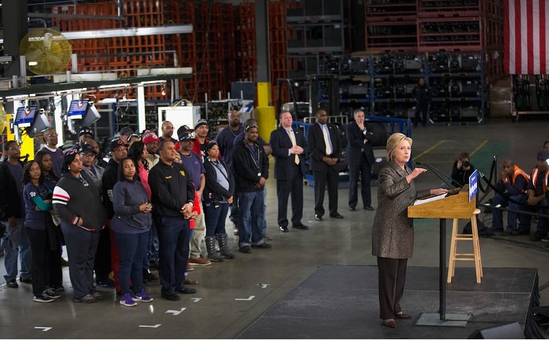 Hillary Clinton speaks in Detroit