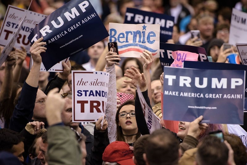 Donald Trump and Bernie Sanders fans coalesce