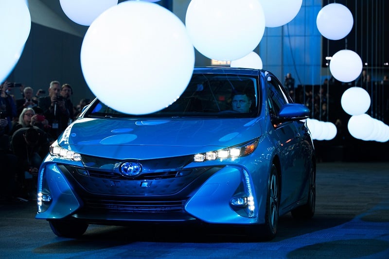 The new model of the Toyota Prius is revealed at New York Auto Show.
