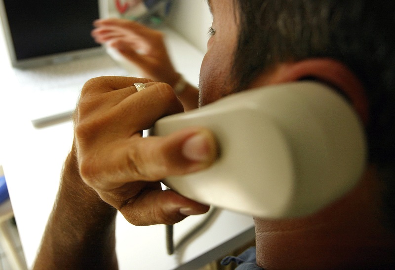 Customer service rep on the phone