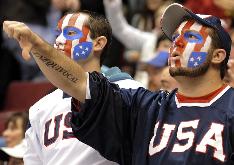 USA fan shows disapproval