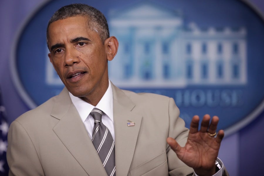 U.S. President Barack Obama makes a statement at the James Brady Press Briefing Room of the White House August 28, 2014 in Washington, DC. President Obama spoke on various topics including possible action against ISIL and immigration reform.