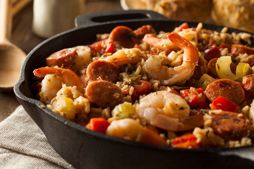 Pan of jambalaya