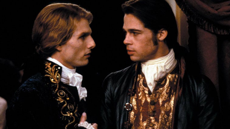 Brad Pitt and Tom Cruise are looking at each other in Interview With the Vampire.