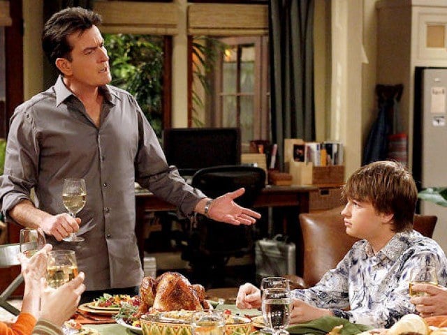 Charlie Sheen in a scene from CBS's sitcom 'Two and a Half Men'