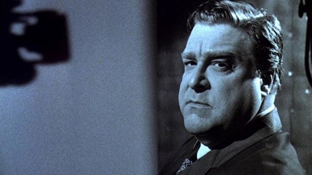 Woolsey (John Goodman) stares directly into the camera while promoting one of his films in 'Matinee'