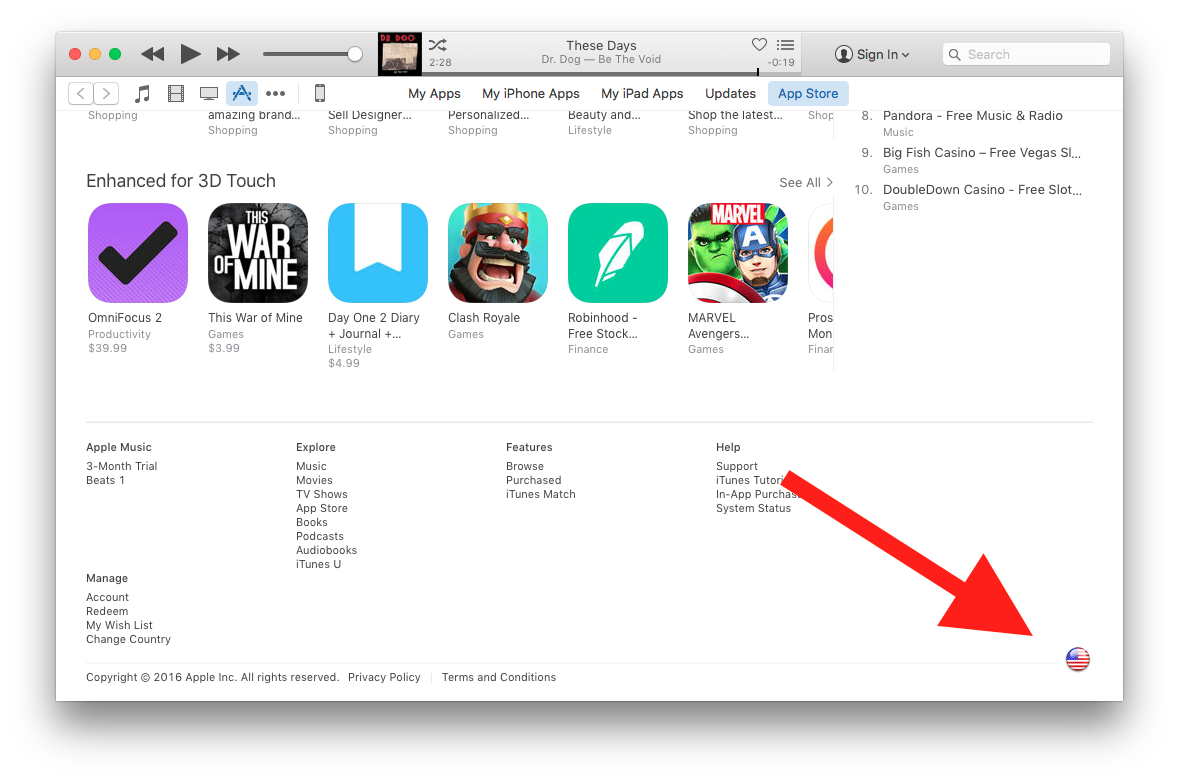 iTunes region selecction.