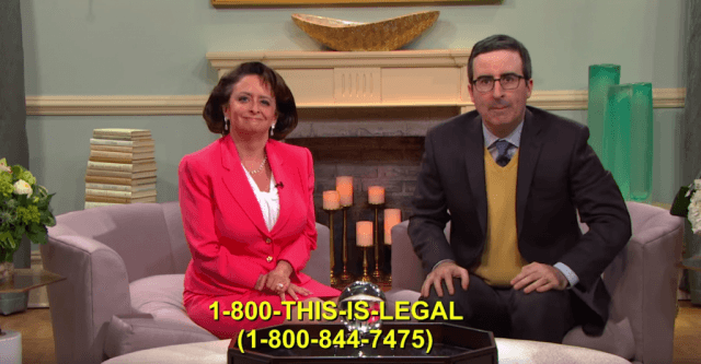 Rachel Dratch and John Oliver promoting Our Lady of Perpetual Exemption on 'Last Week Tonight'