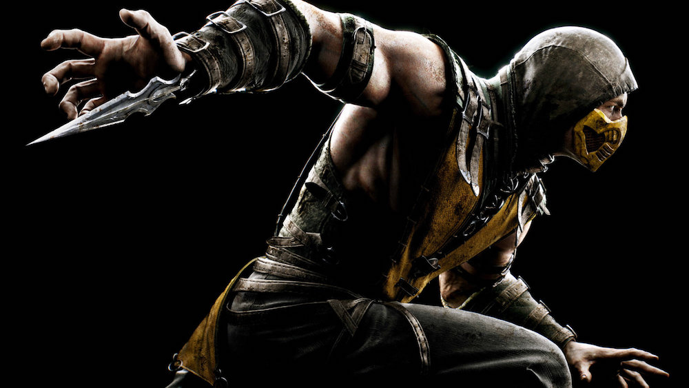 Scorpion from Mortal Kombat X on a black background.